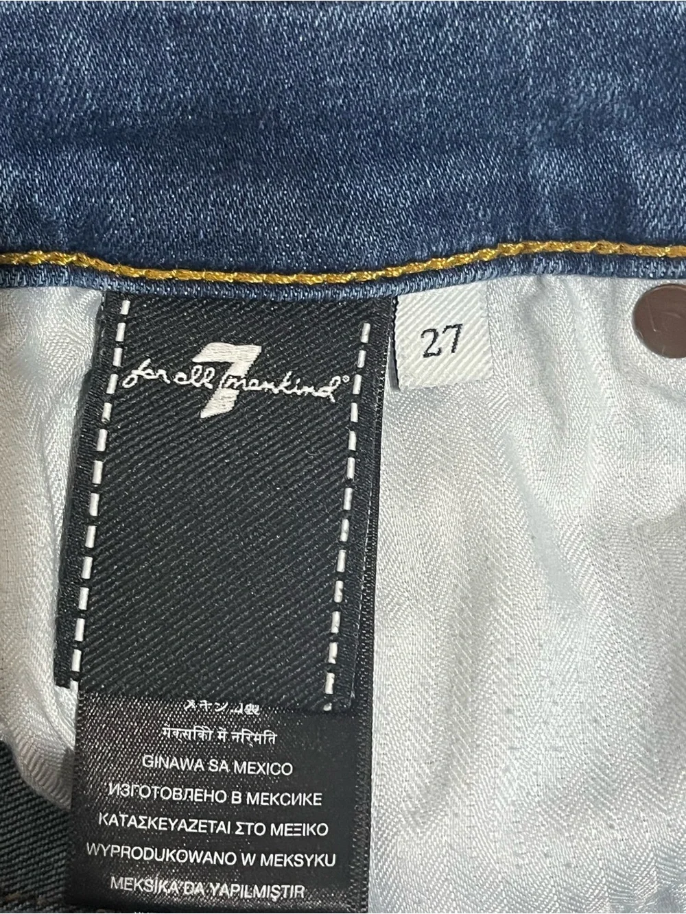 7 For All Mankind Medium Blue Wide-Leg Jeans